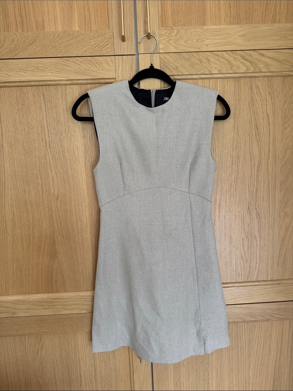 Zara Silver Shimmer Sleeveless Shift Dress